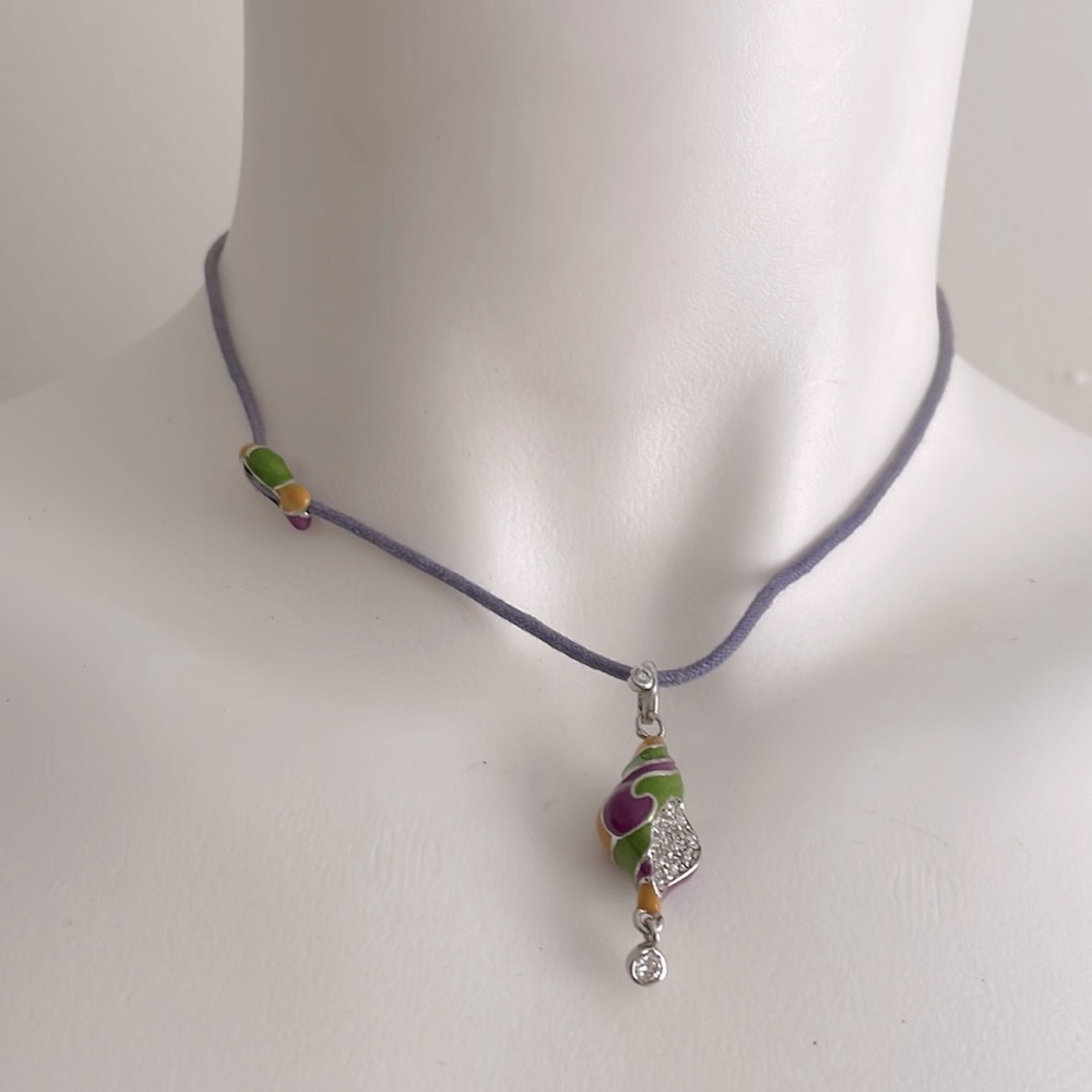 Flli Menegatti 925 sterling silver and cord necklace